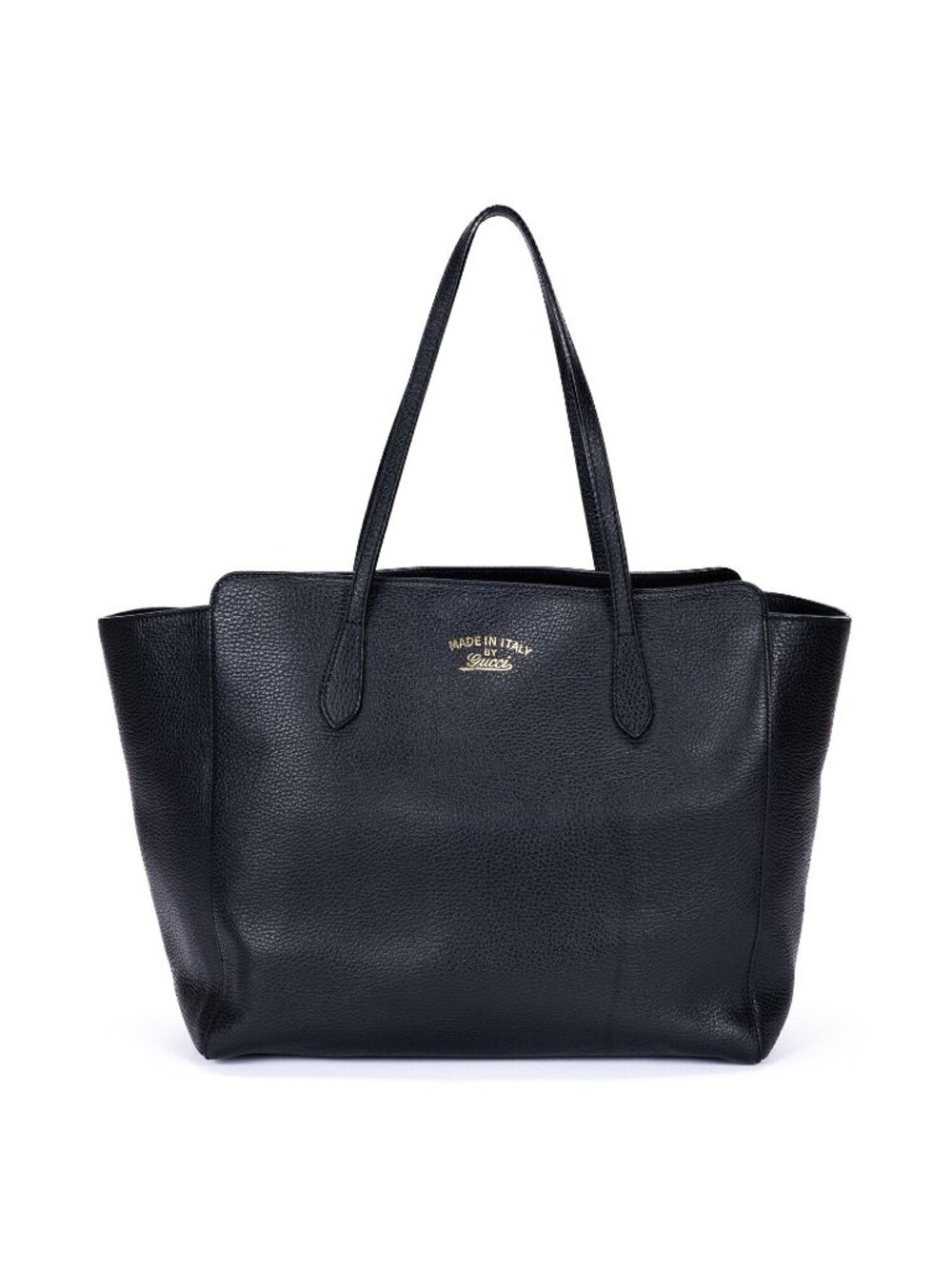 Gucci Medium Swing Shopper Tote Black Grain Calfskin Leather